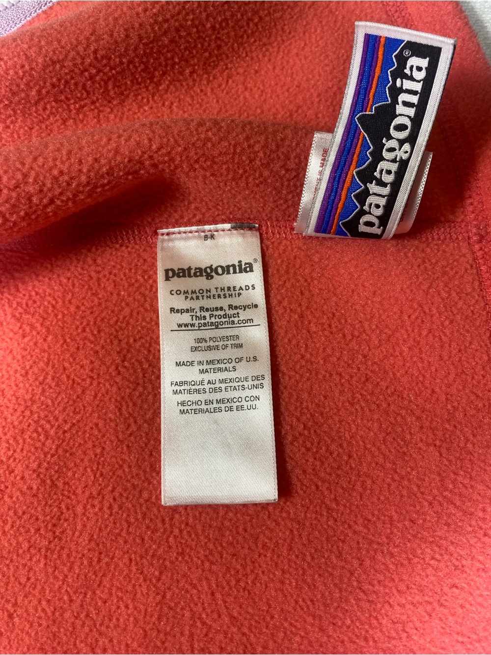 Patagonia Kids Coral Pink Fleece Vest 3T - Picture 4 of 7